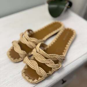 Le Mogador Nude Jenny Braided Flat Sandals